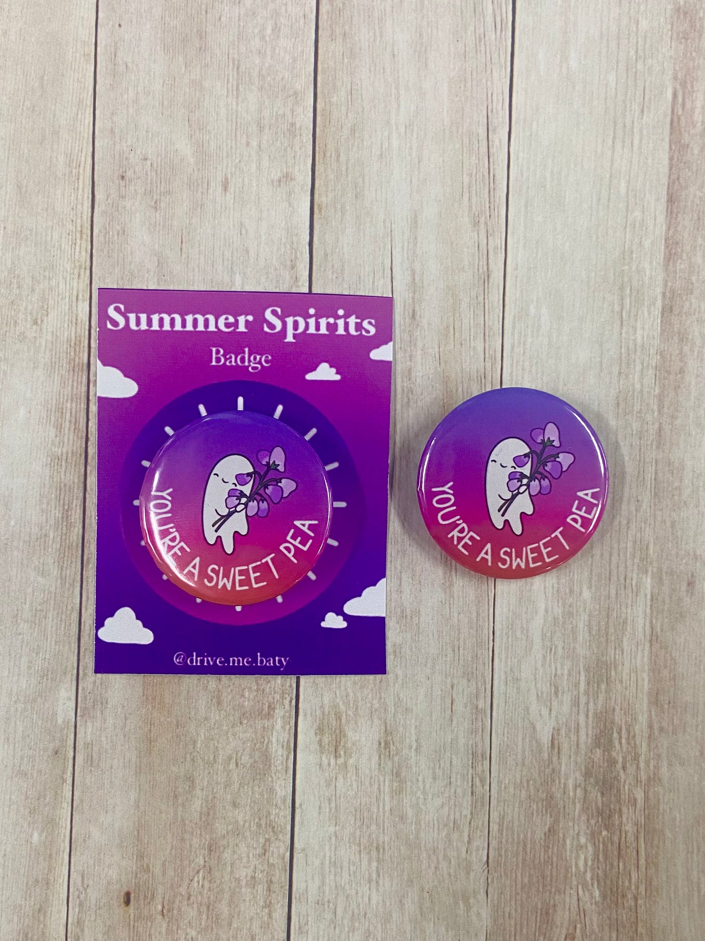 Summer Spirits ‘you’re a sweet pea’ badge