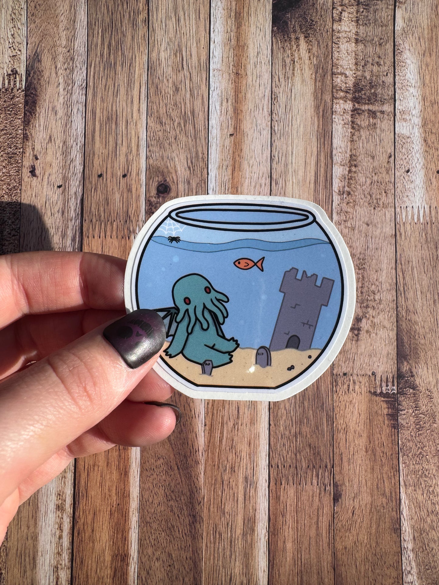 Cthulhu in a fish tank, Laminated Matt vinyl sticker