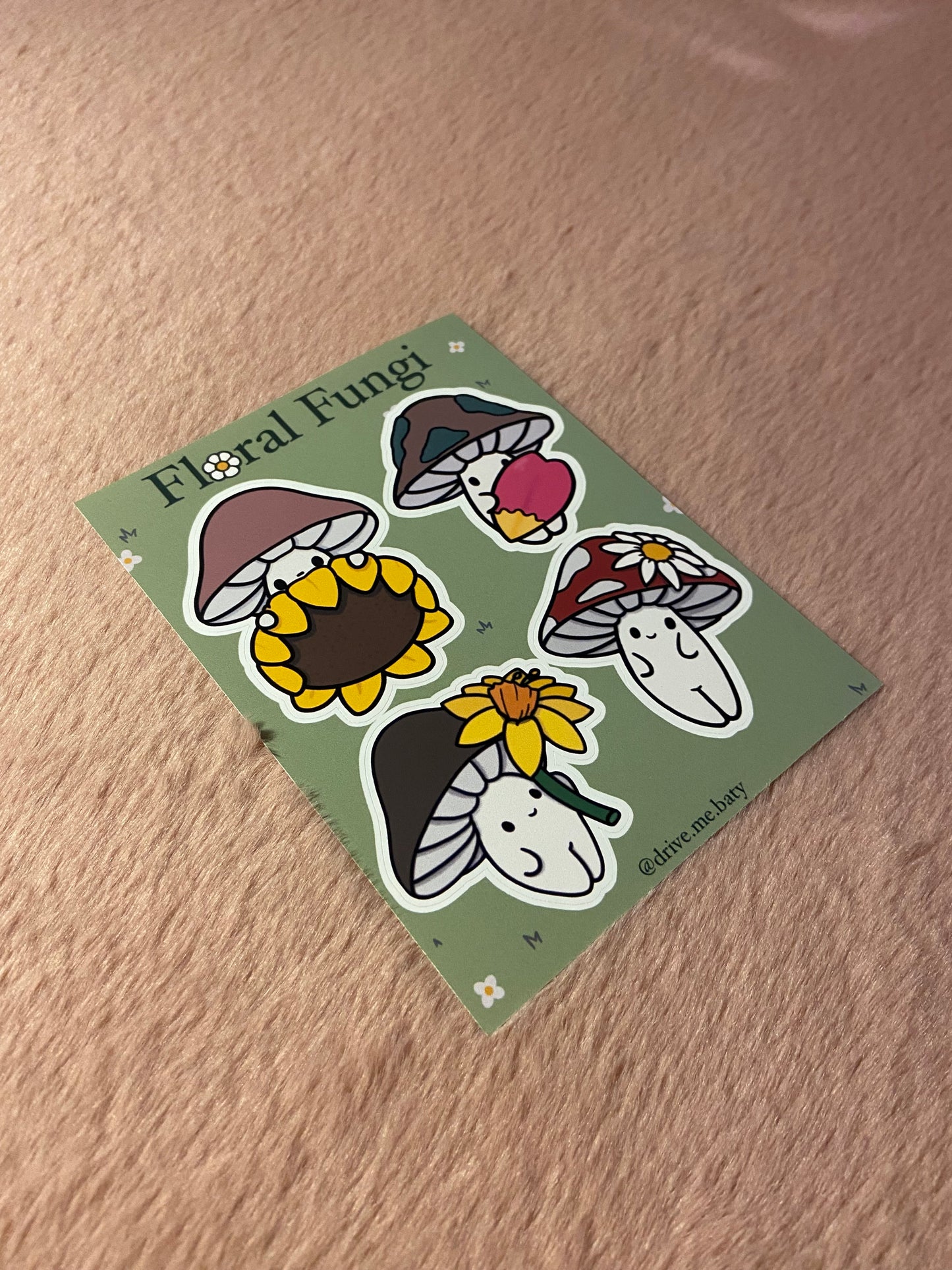 Floral Fungi matt vinyl sticker sheet