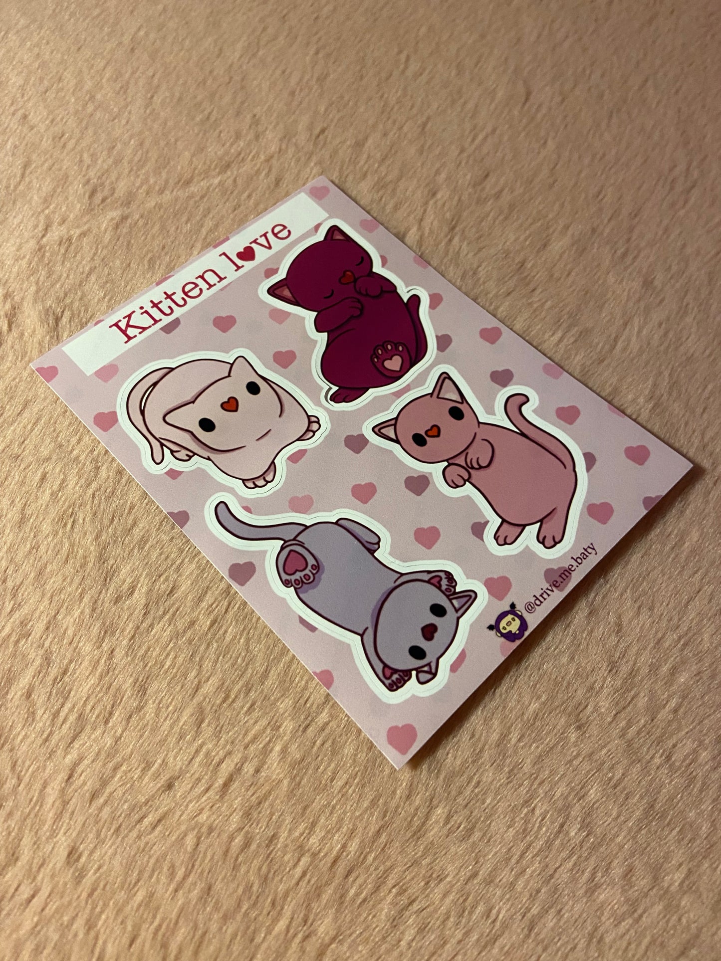 Kitten Love matt vinyl sticker sheet