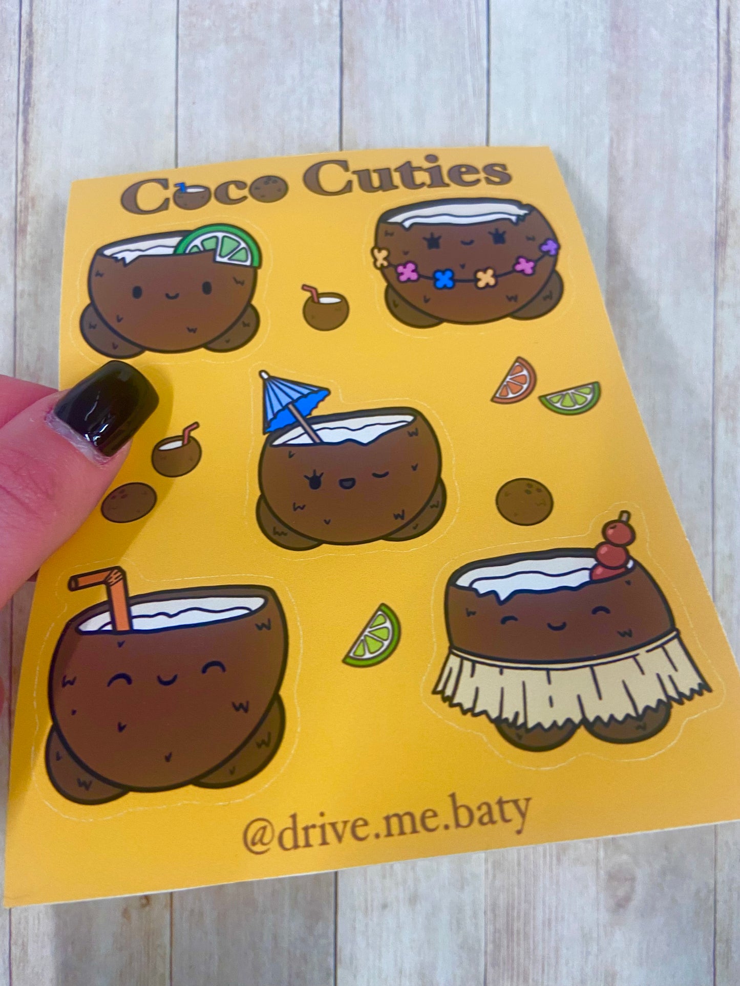 Coco Cuties matt vinyl sticker sheet