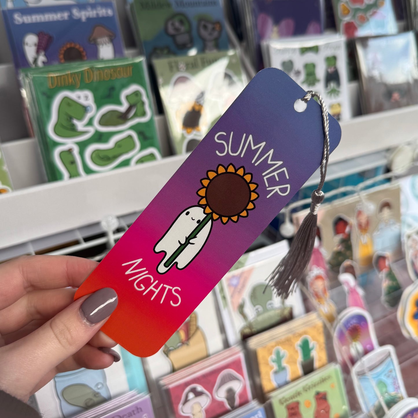 Summer Nights, Summer Spirits, Ghost with Sunflower bookmark