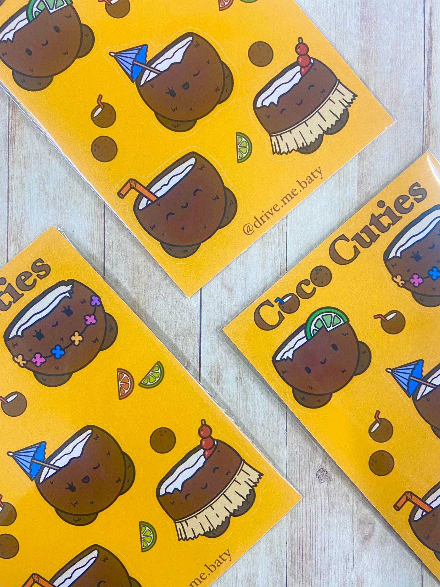 Coco Cuties matt vinyl sticker sheet