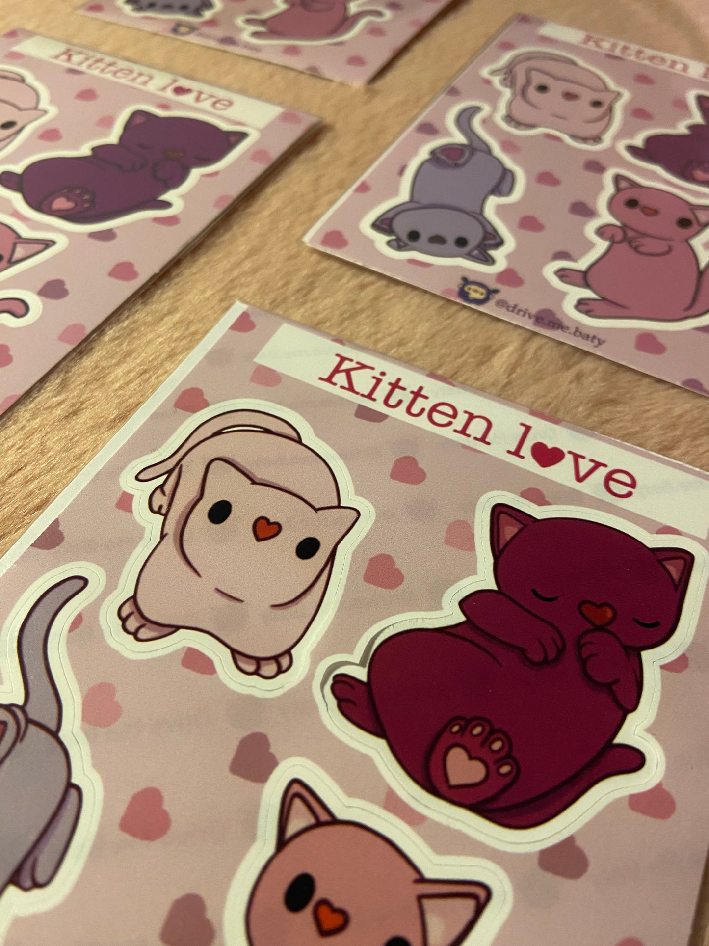 Kitten Love matt vinyl sticker sheet