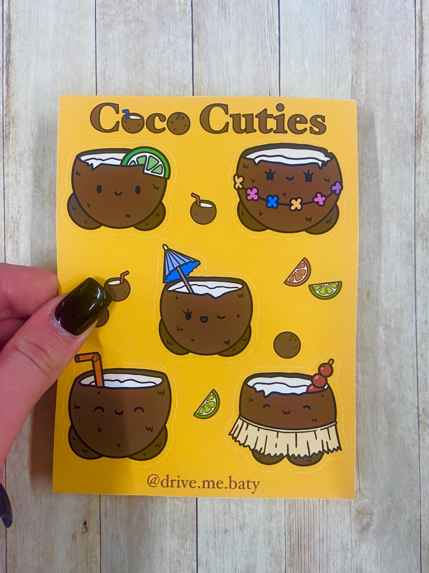 Coco Cuties matt vinyl sticker sheet