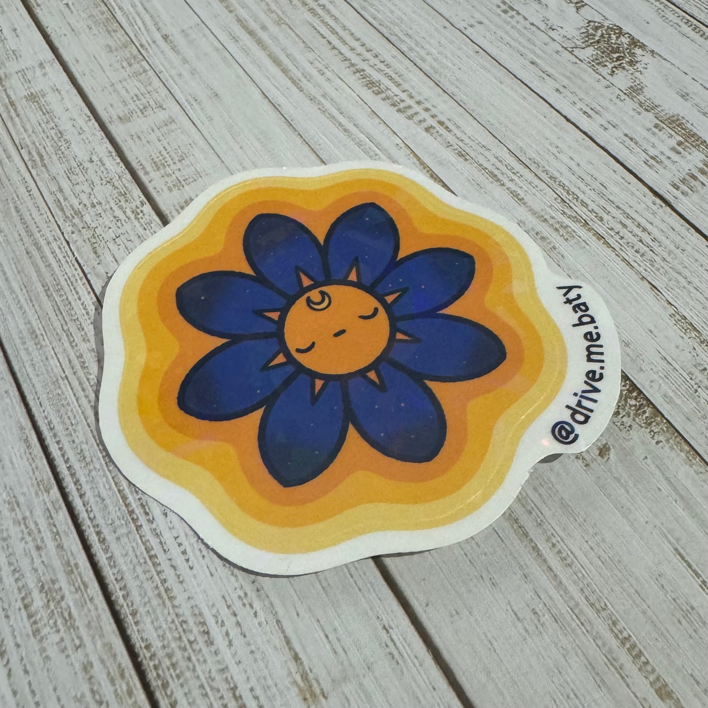 Celestial flower holographic vinyl sticker