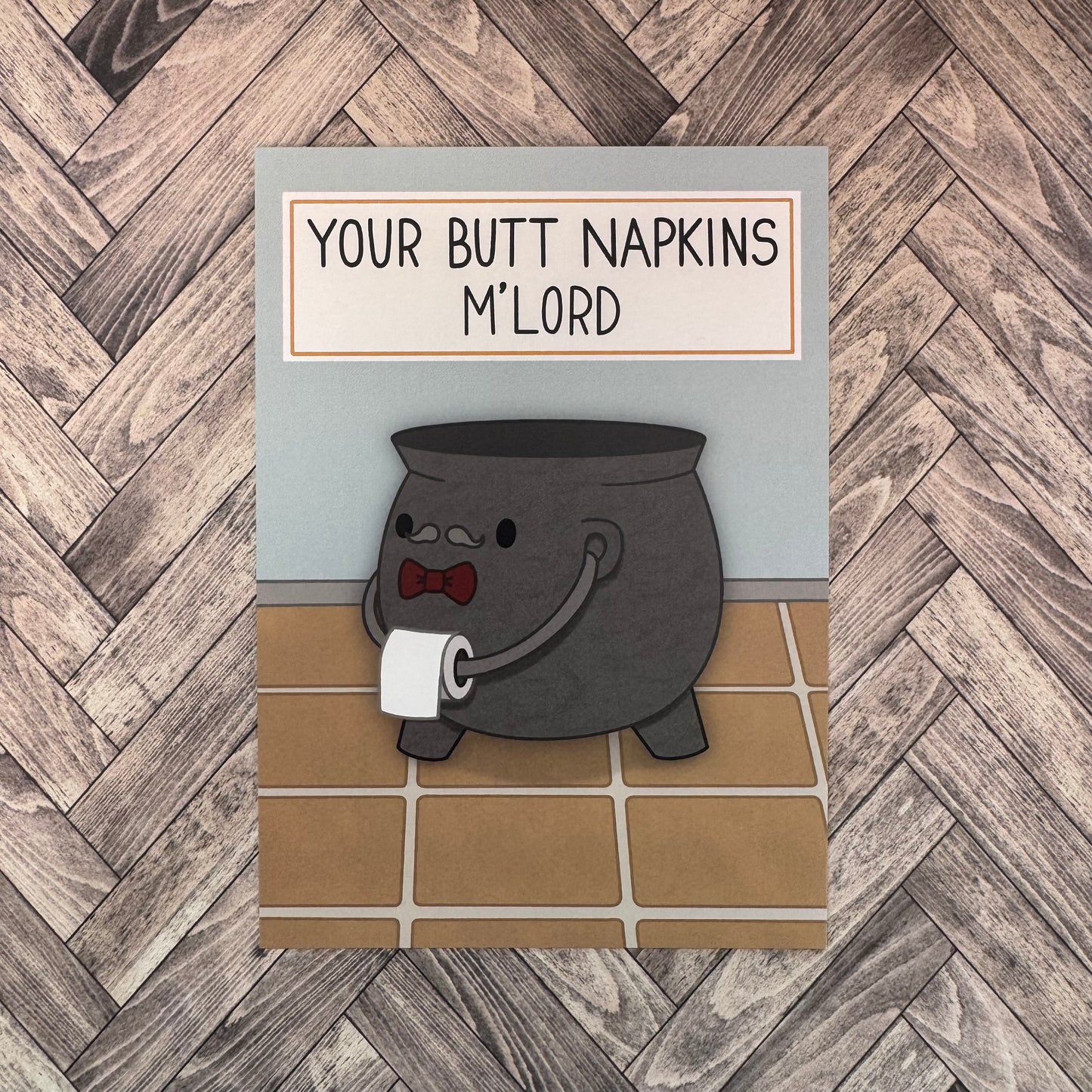 Gentle Cauldron ‘Your Butt Napkins, M’Lord’ Gentleman Cauldron Postcard