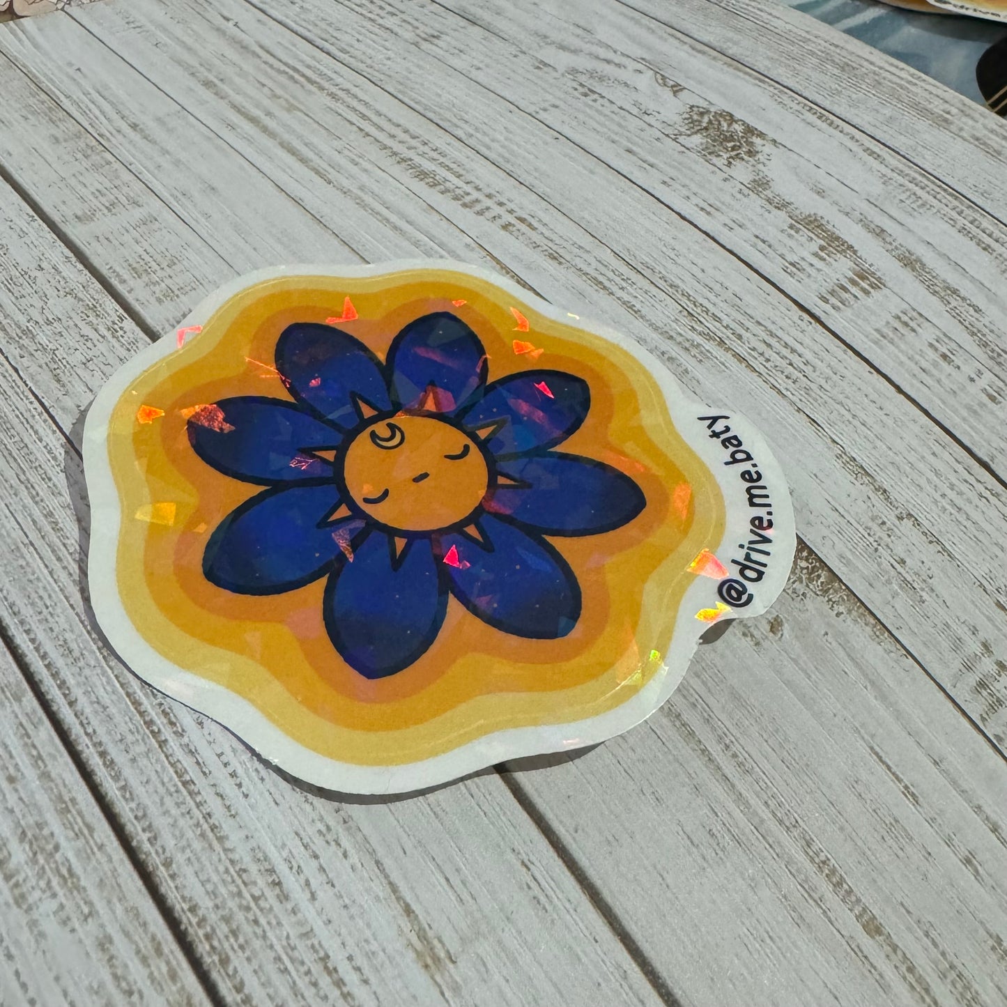 Celestial flower holographic vinyl sticker