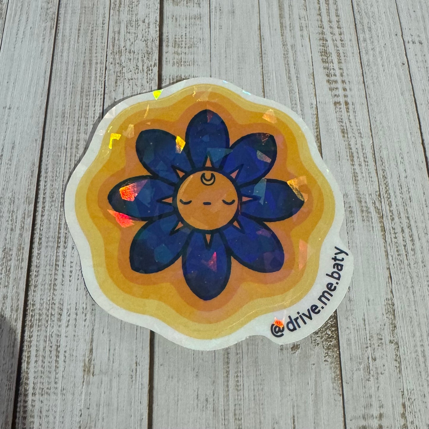 Celestial flower holographic vinyl sticker