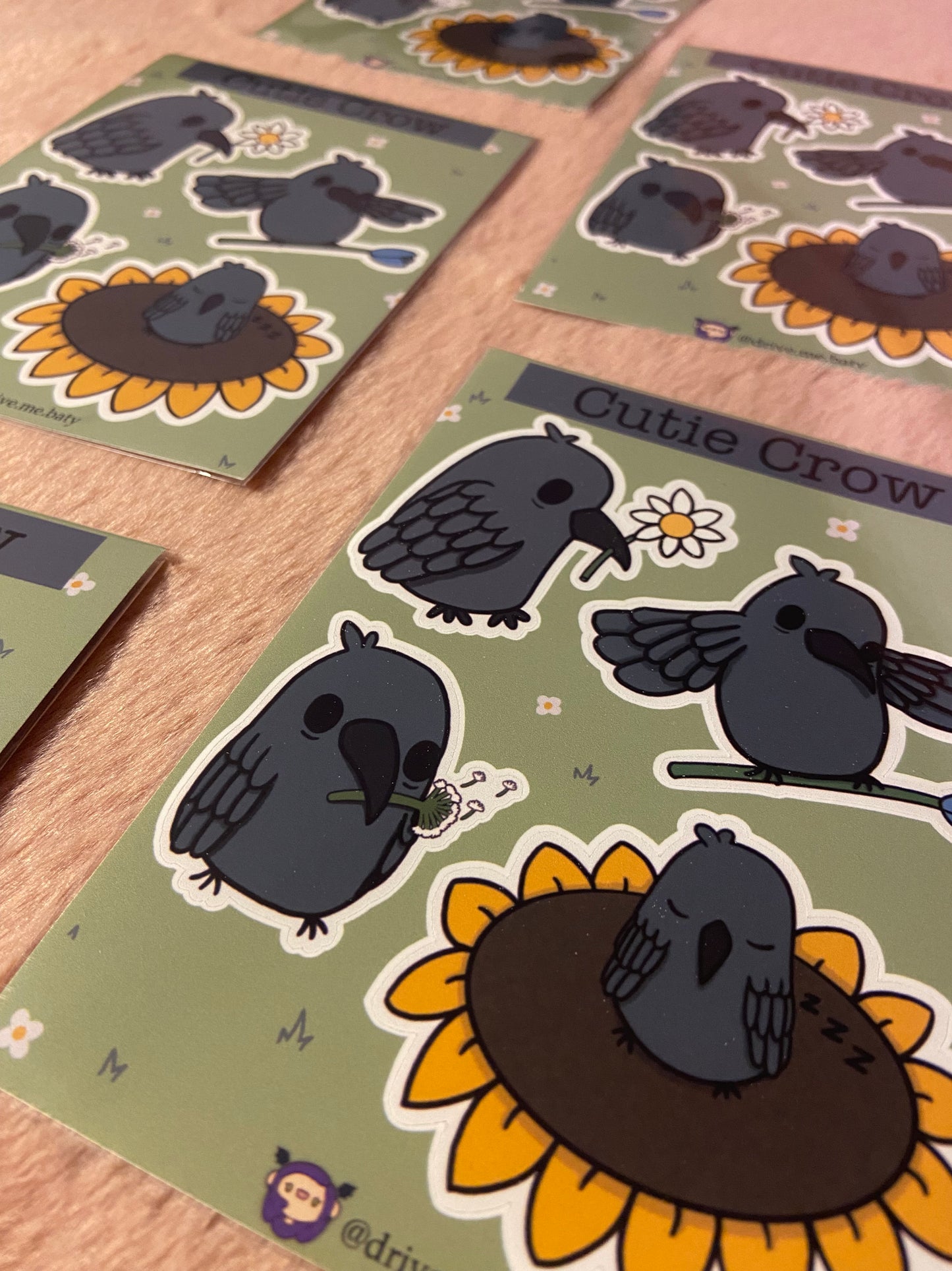 Cutie Crow matt vinyl sticker sheet