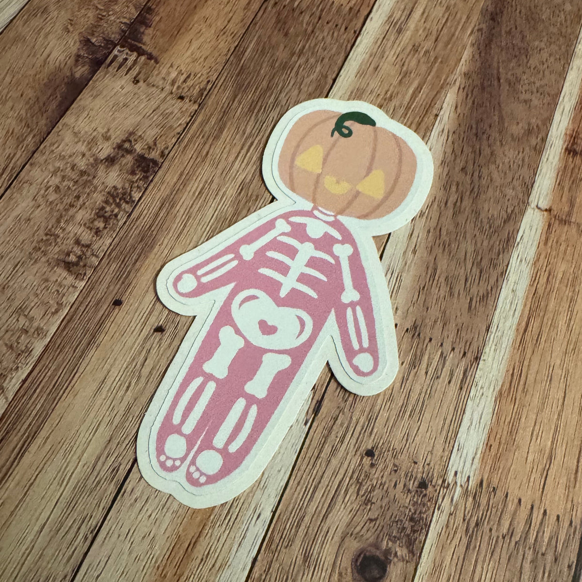 Pink Pumpkin Skeleton Matt vinyl sticker