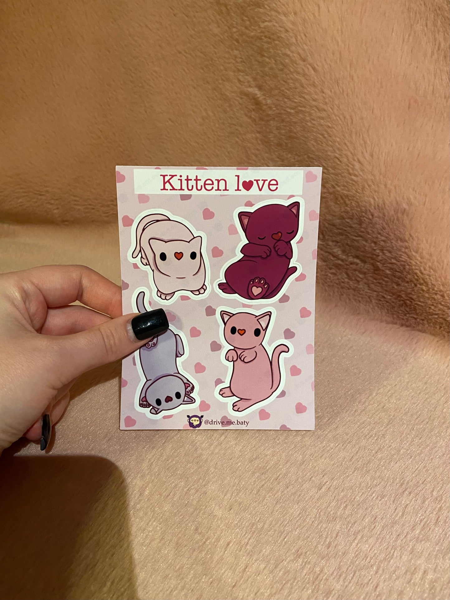 Kitten Love matt vinyl sticker sheet