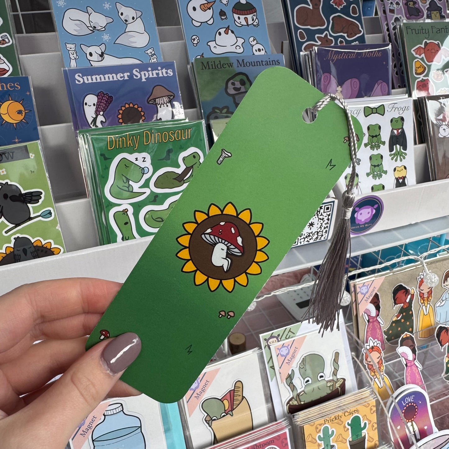 Floral Fungi, Mushroom sleeping in Sunflower Bookmark