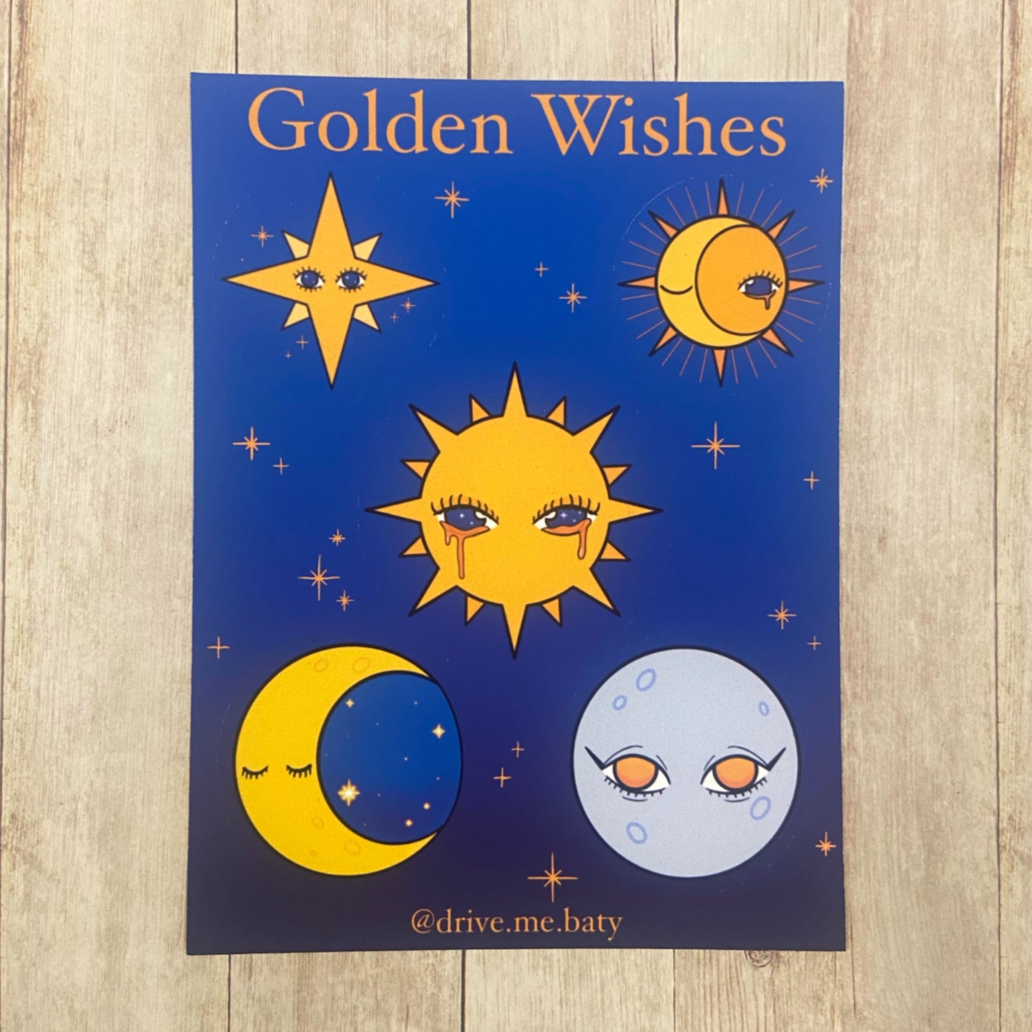 Golden Wishes matt vinyl sticker sheet