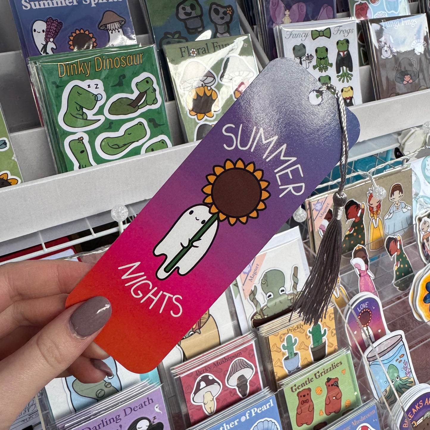 Summer Nights, Summer Spirits, Ghost with Sunflower bookmark