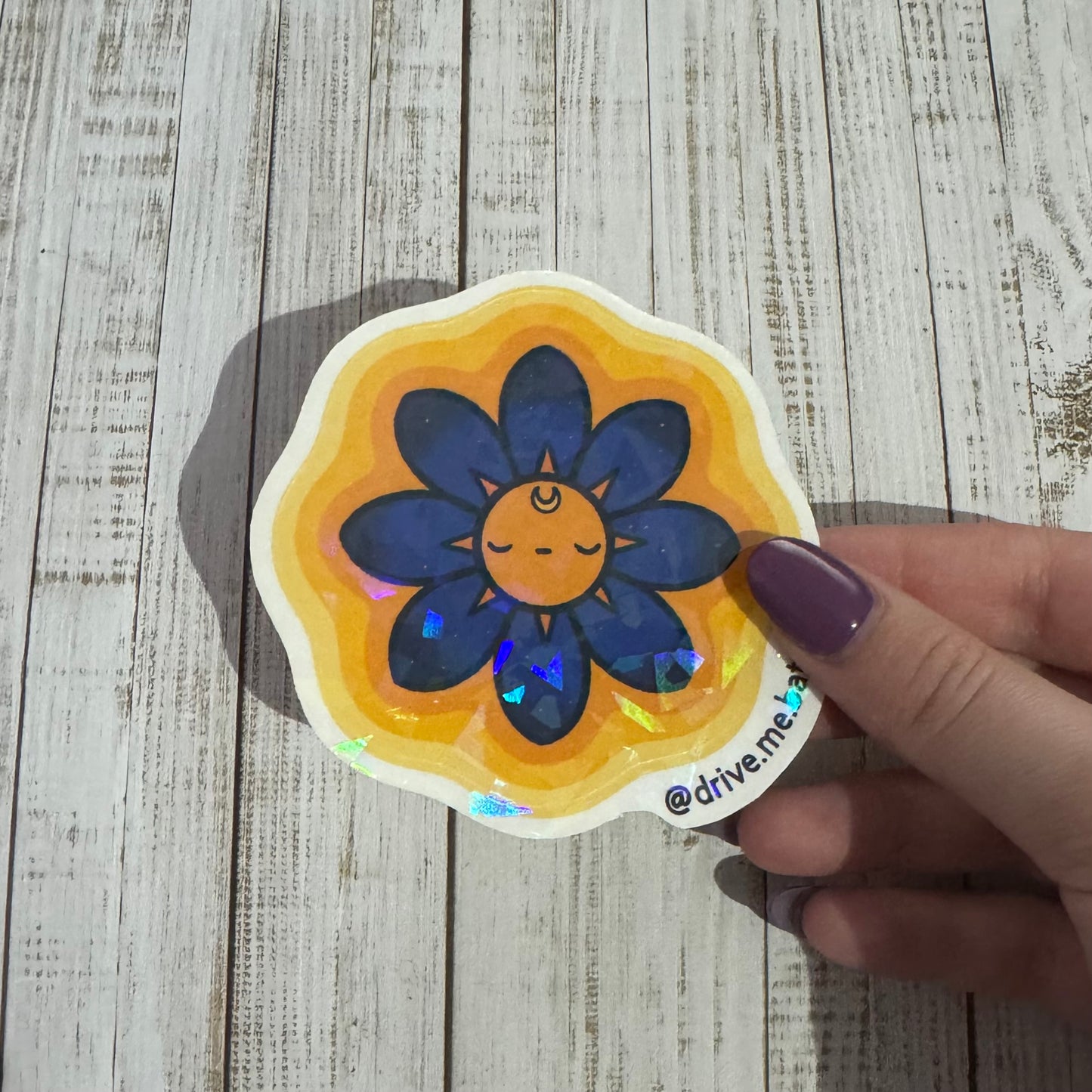 Celestial flower holographic vinyl sticker