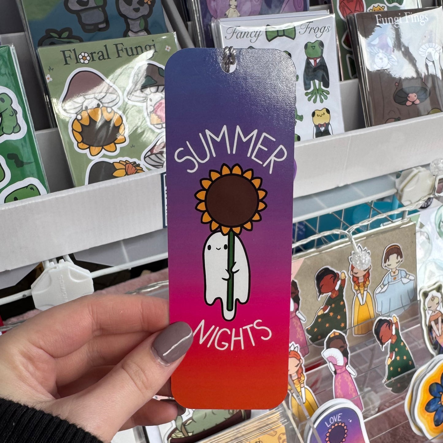 Summer Nights, Summer Spirits, Ghost with Sunflower bookmark