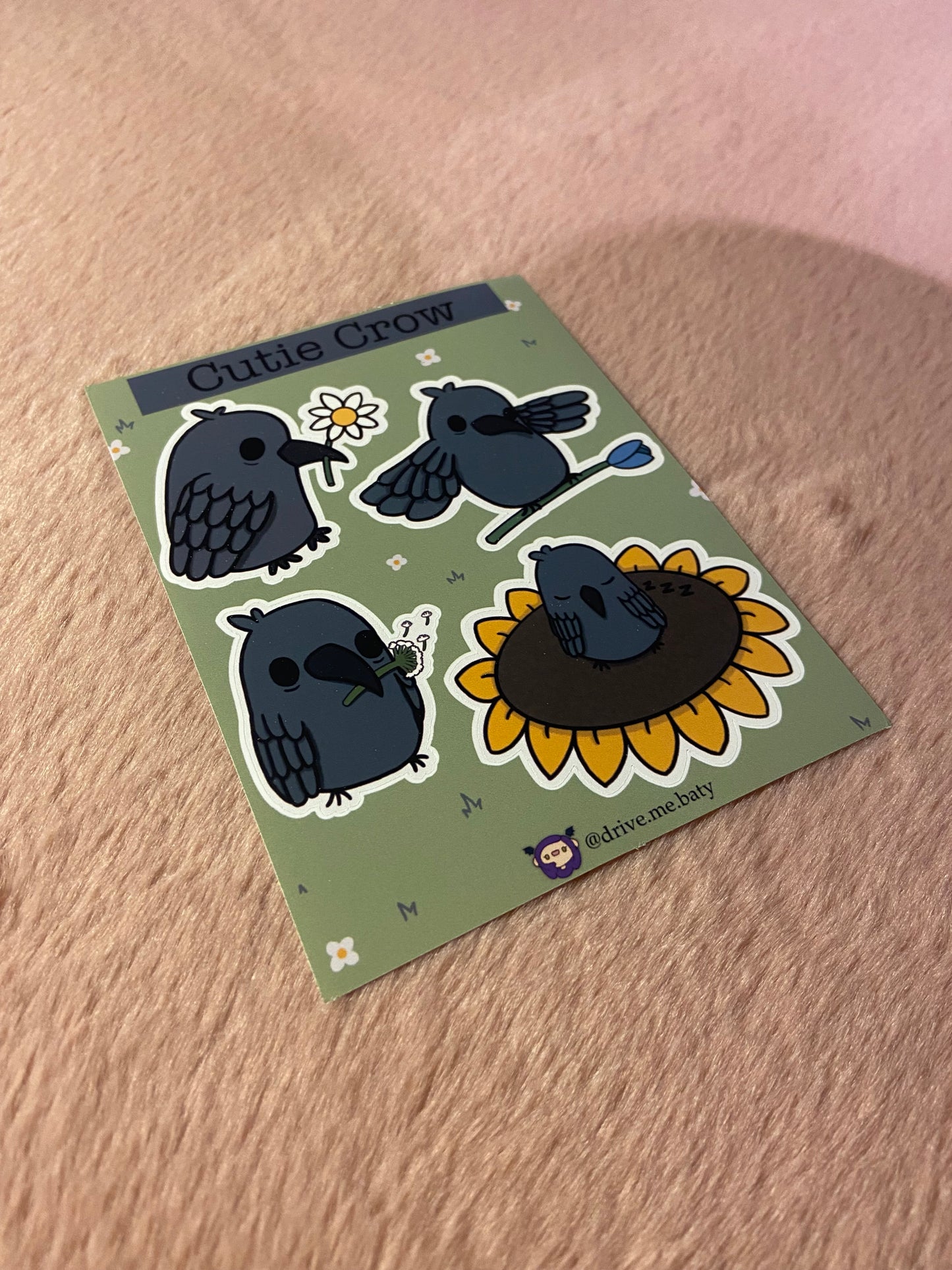 Cutie Crow matt vinyl sticker sheet