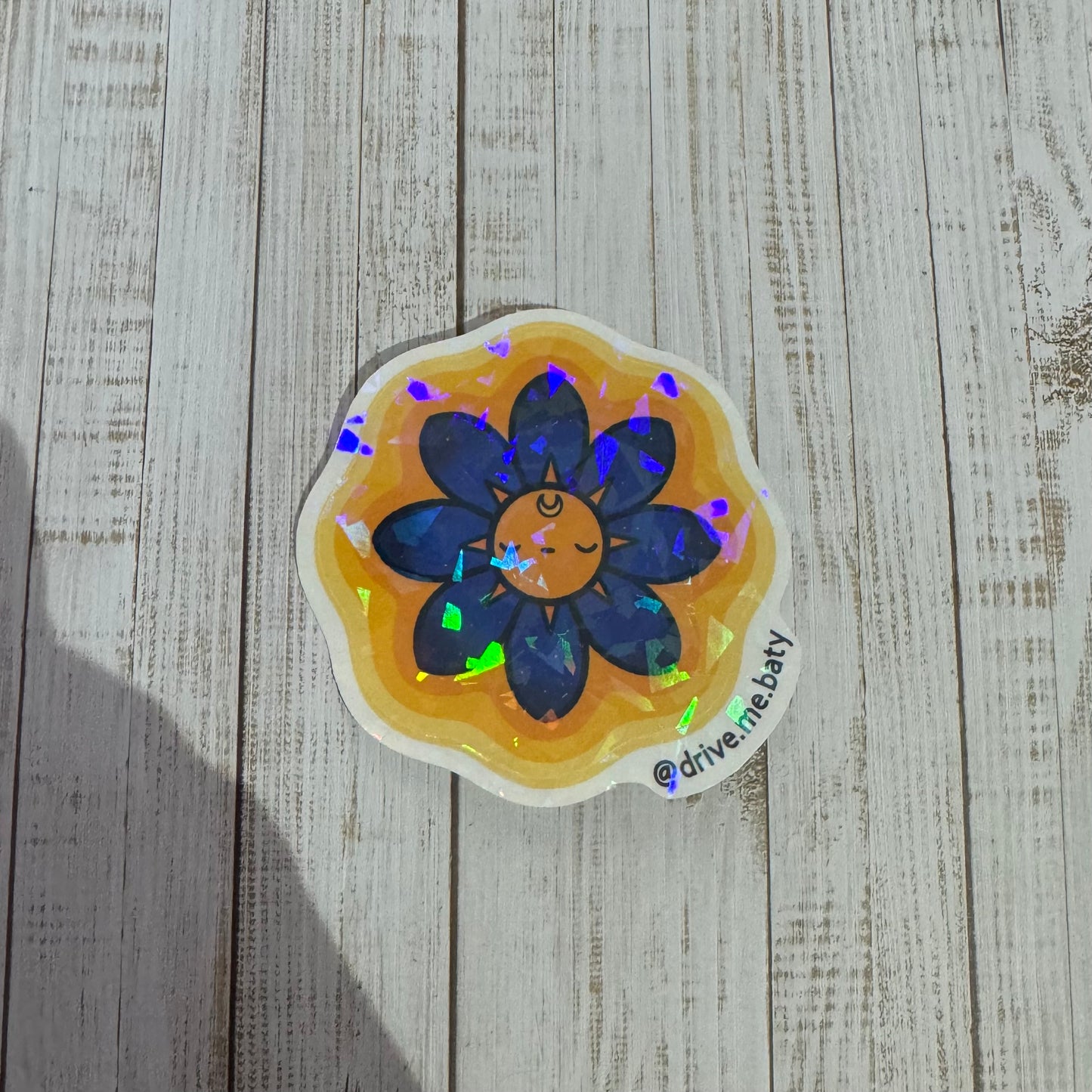 Celestial flower holographic vinyl sticker