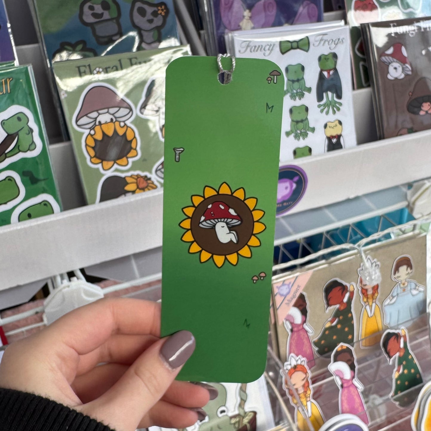 Floral Fungi, Mushroom sleeping in Sunflower Bookmark