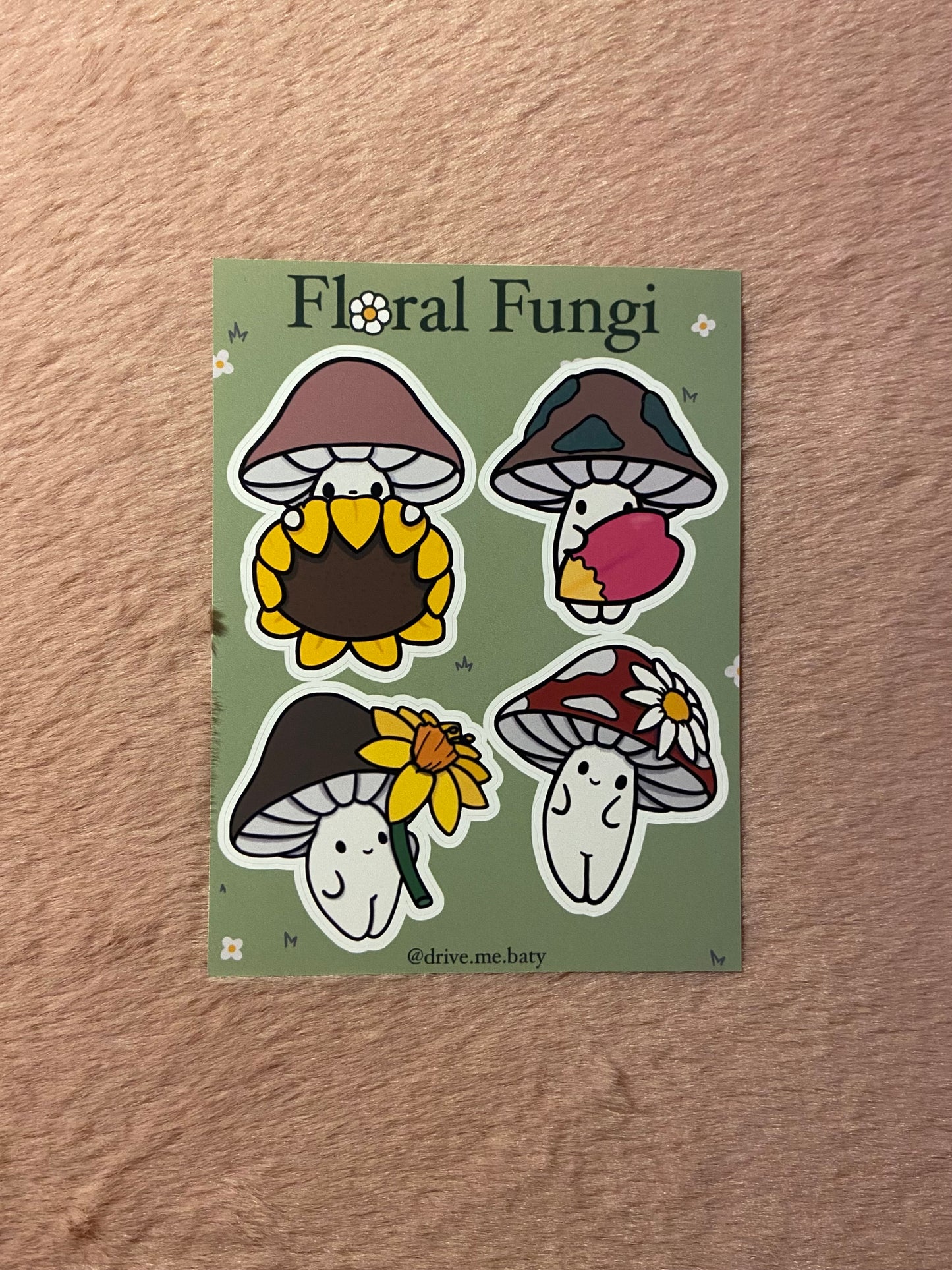 Floral Fungi matt vinyl sticker sheet