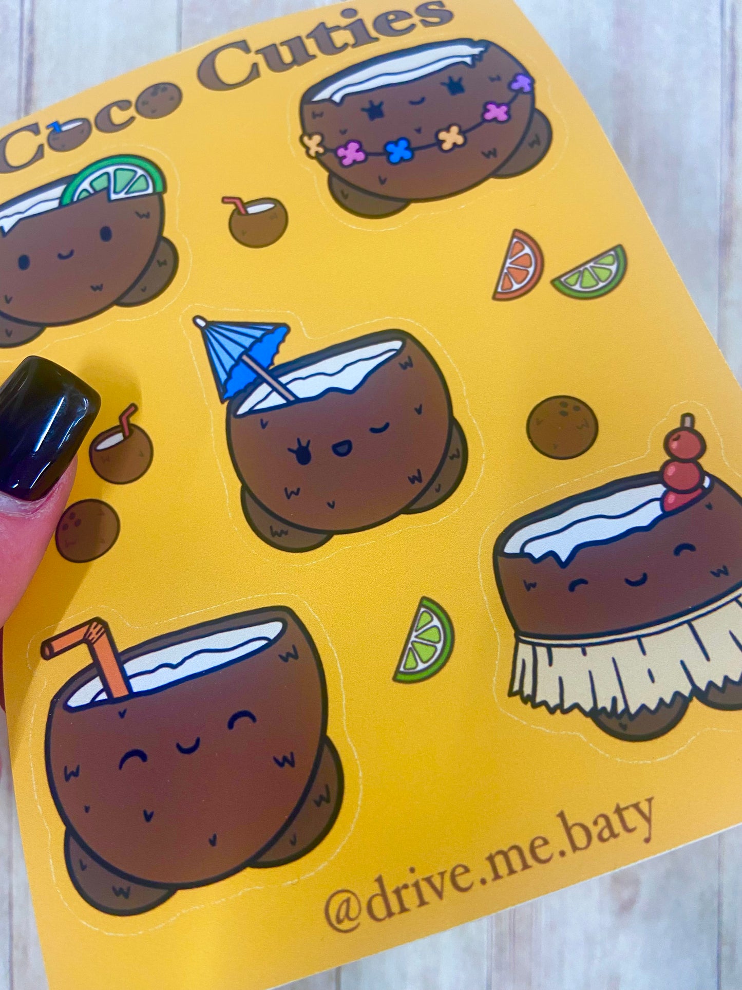 Coco Cuties matt vinyl sticker sheet