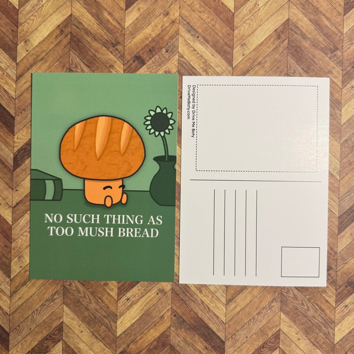 ‘No such thing as too MUSH bread’ Bread Toadstool Mushroom A6 Postcard