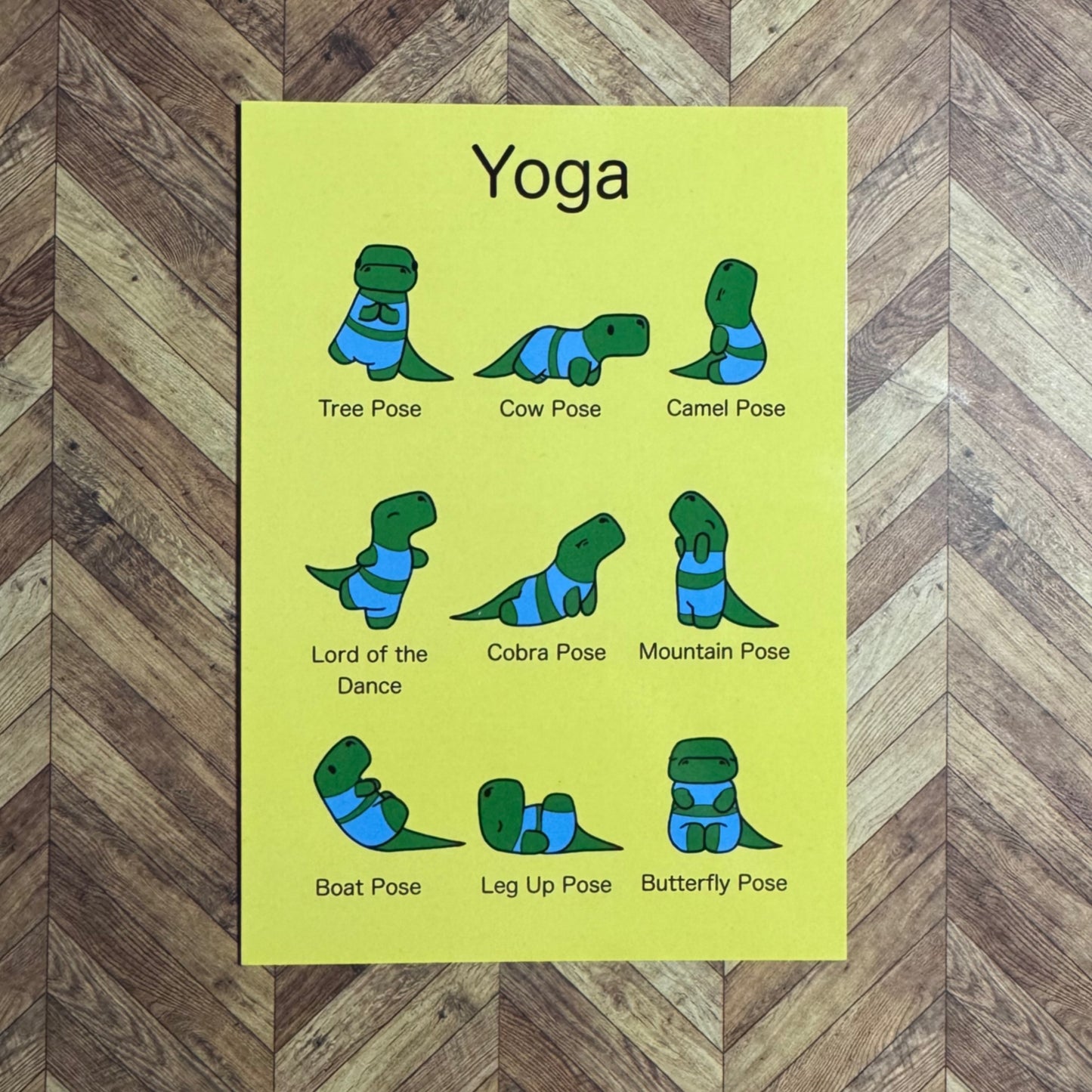 ‘Training T-Rex' Yoga Dinosaur A6 Postcard