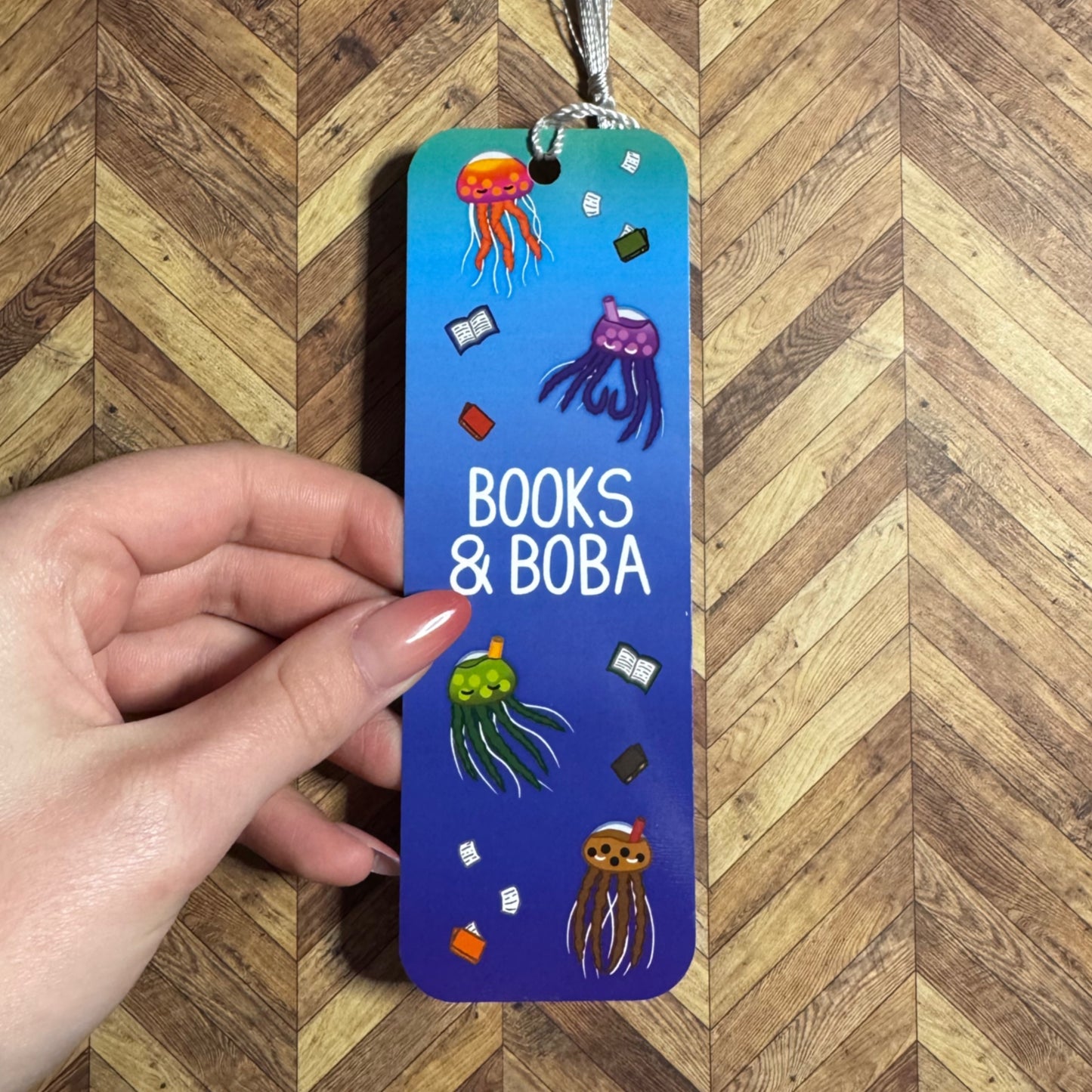 ‘Books & Boba’ Bubble Tea Jellyfish Bookmark
