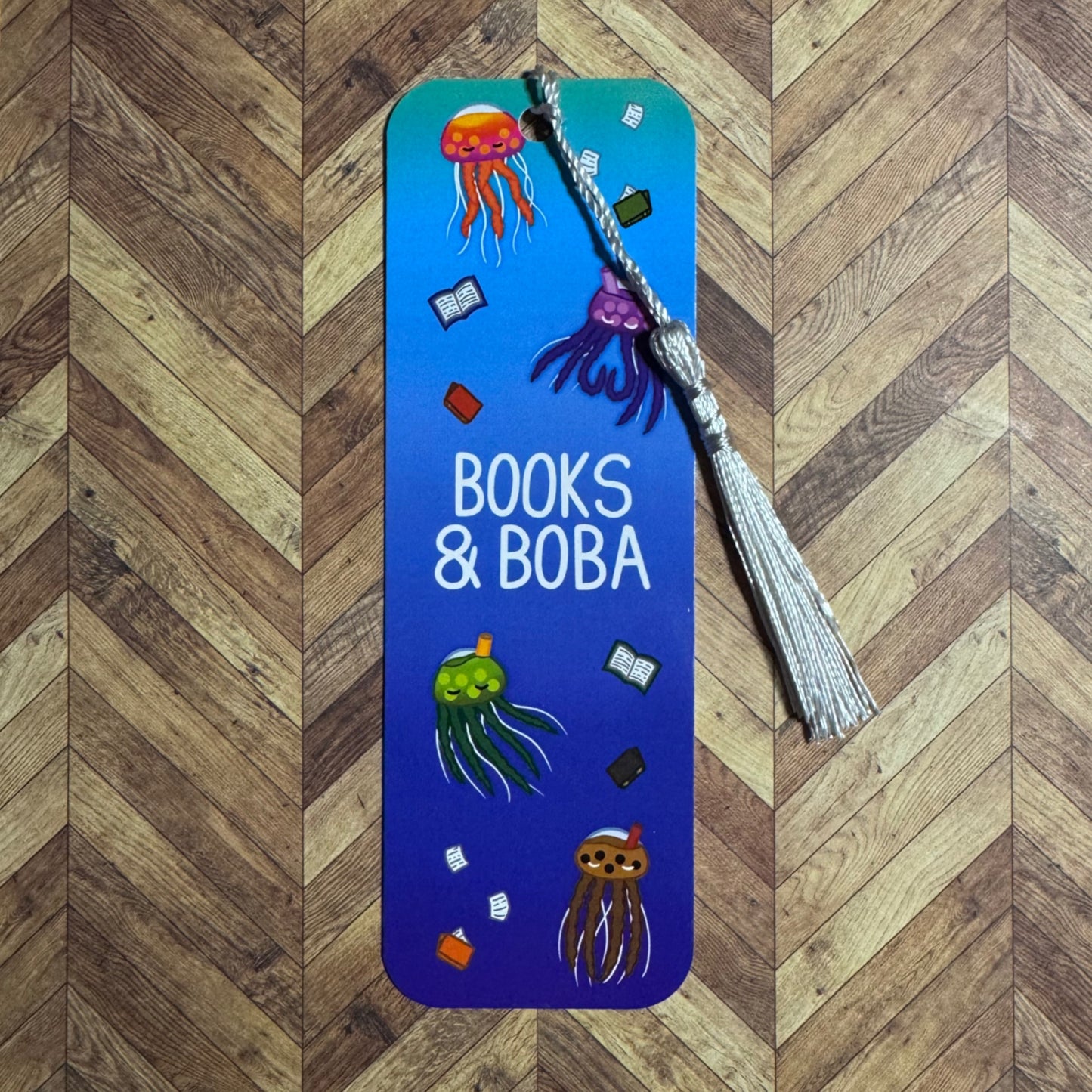 ‘Books & Boba’ Bubble Tea Jellyfish Bookmark