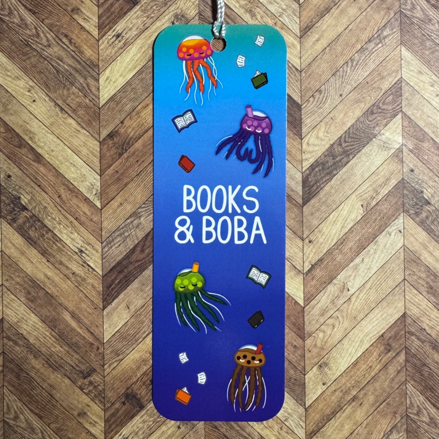‘Books & Boba’ Bubble Tea Jellyfish Bookmark
