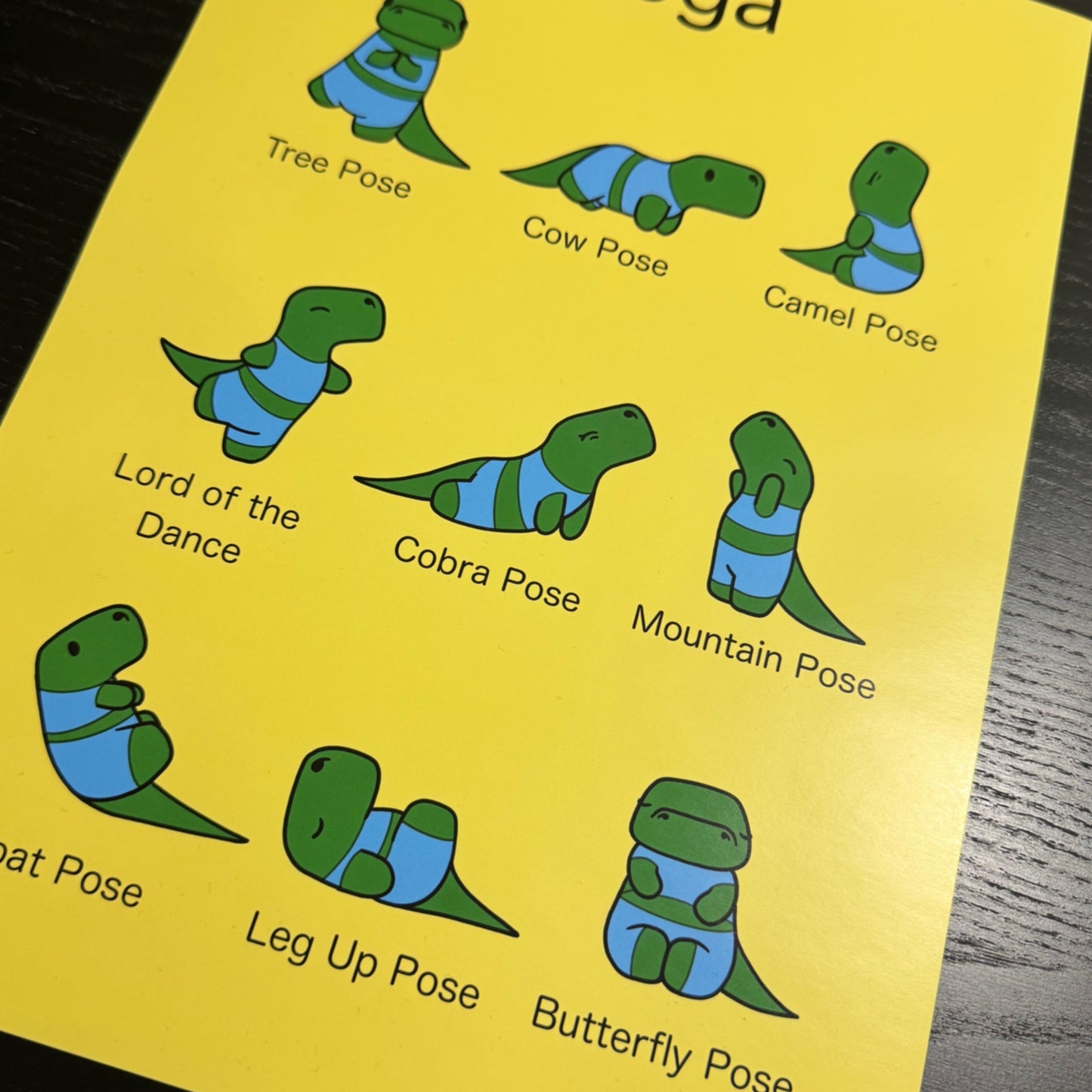 ‘Training T-Rex’ Yoga Dinosaur A4 Art Print poster