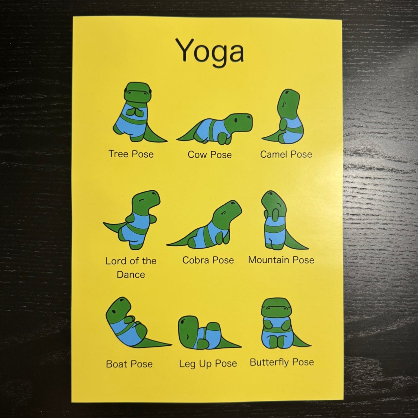 ‘Training T-Rex’ Yoga Dinosaur A4 Art Print poster