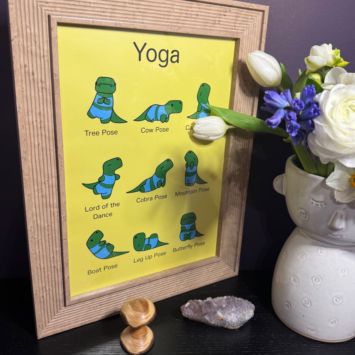 ‘Training T-Rex’ Yoga Dinosaur A4 Art Print poster