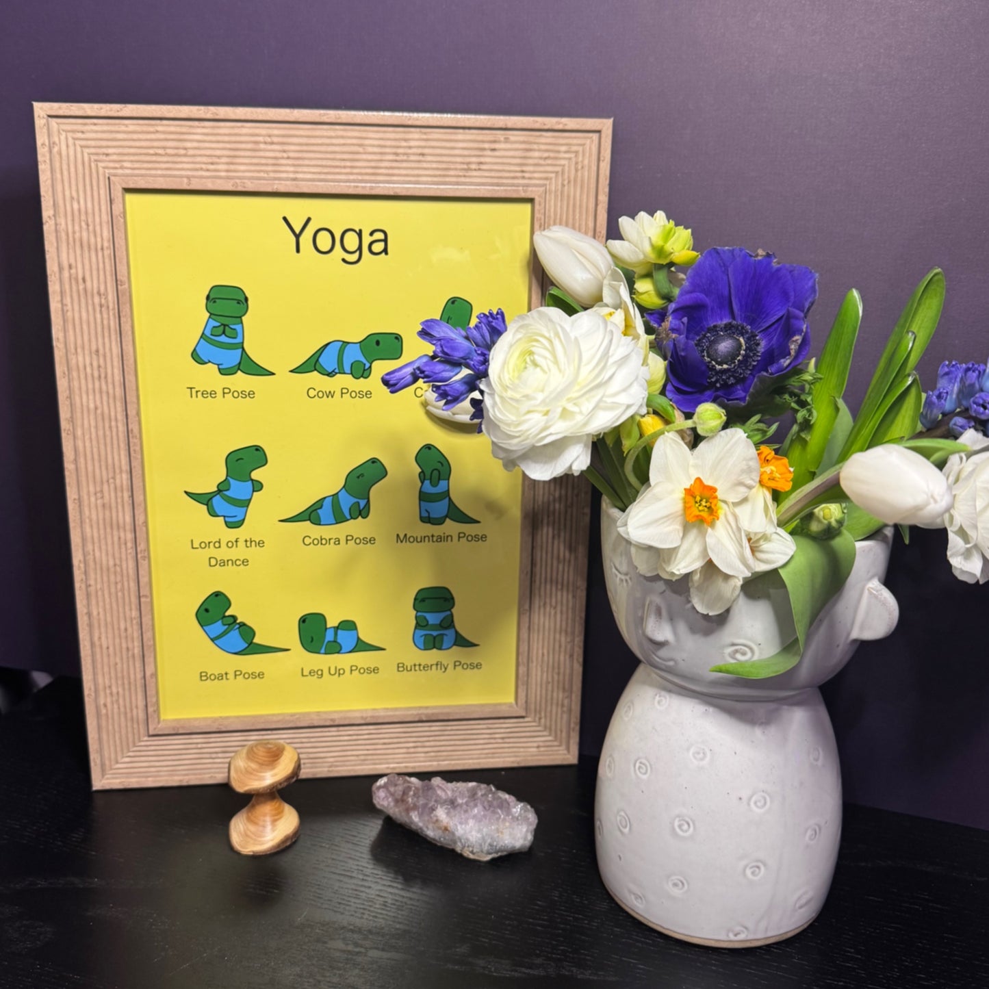 ‘Training T-Rex’ Yoga Dinosaur A4 Art Print poster