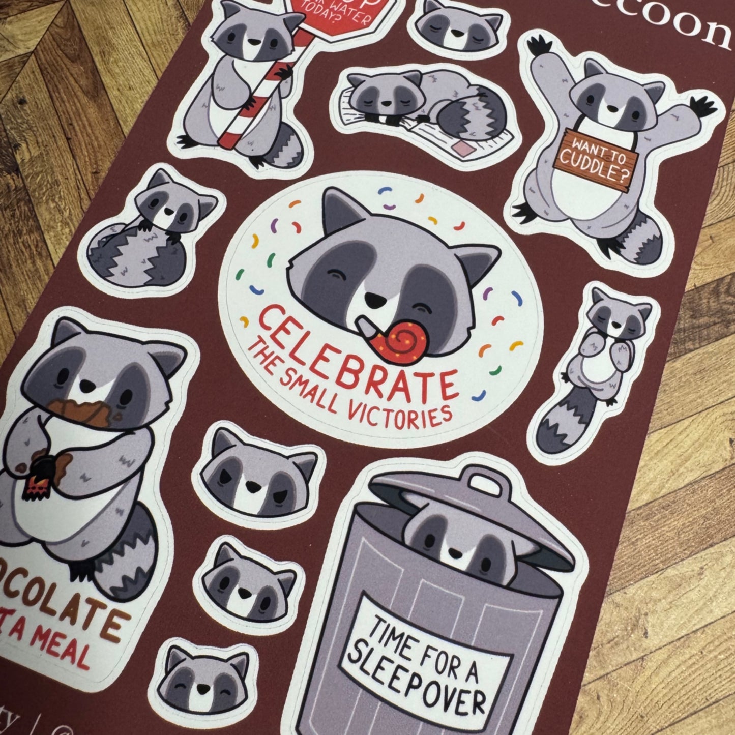 Reminder Raccoon, Cute Raccoon matt vinyl sticker
