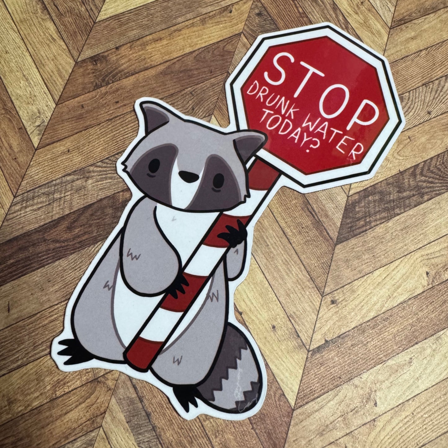 ‘Stop Drunk Water Today? Reminder Raccoon magnet