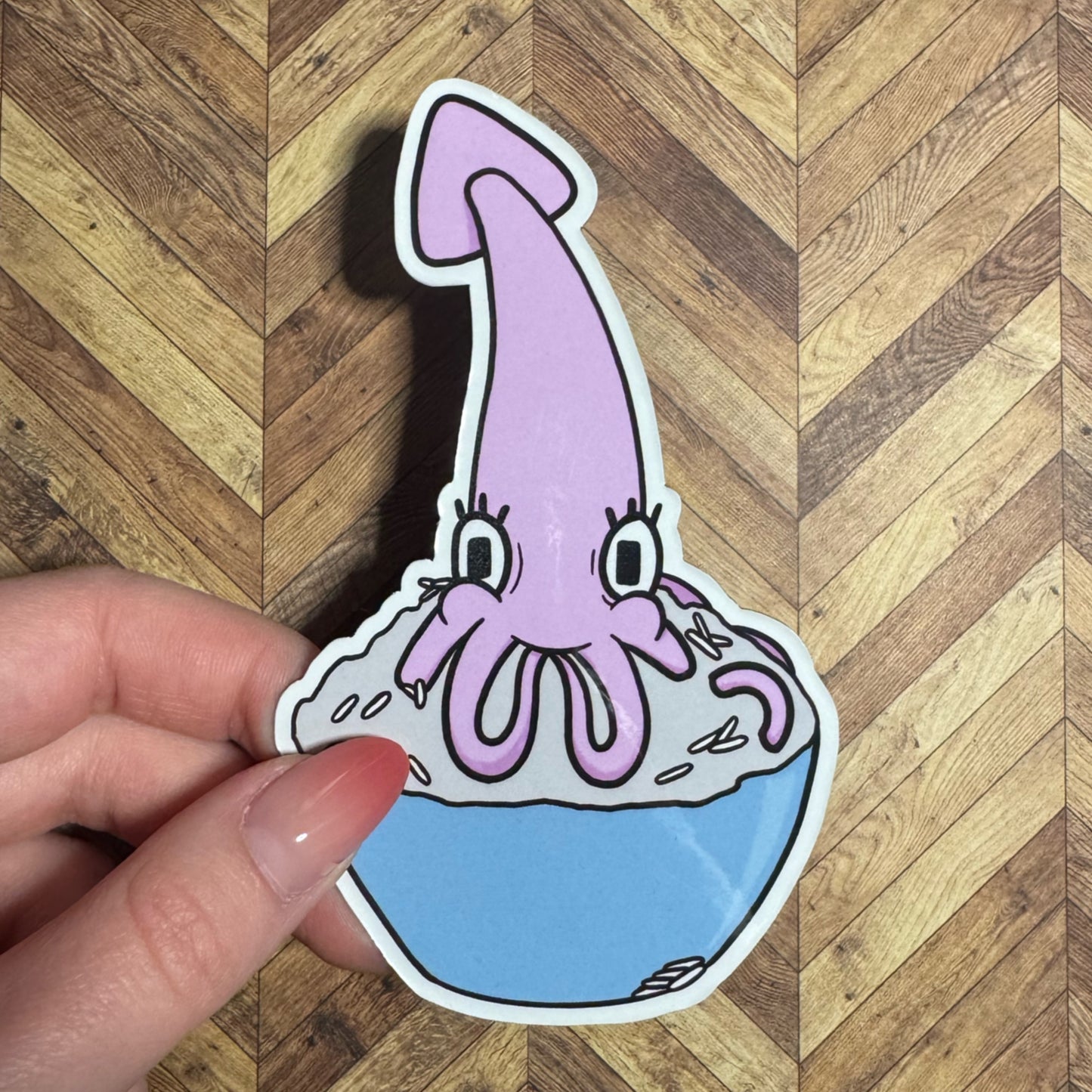 Hungry Squid eating rice Magnet