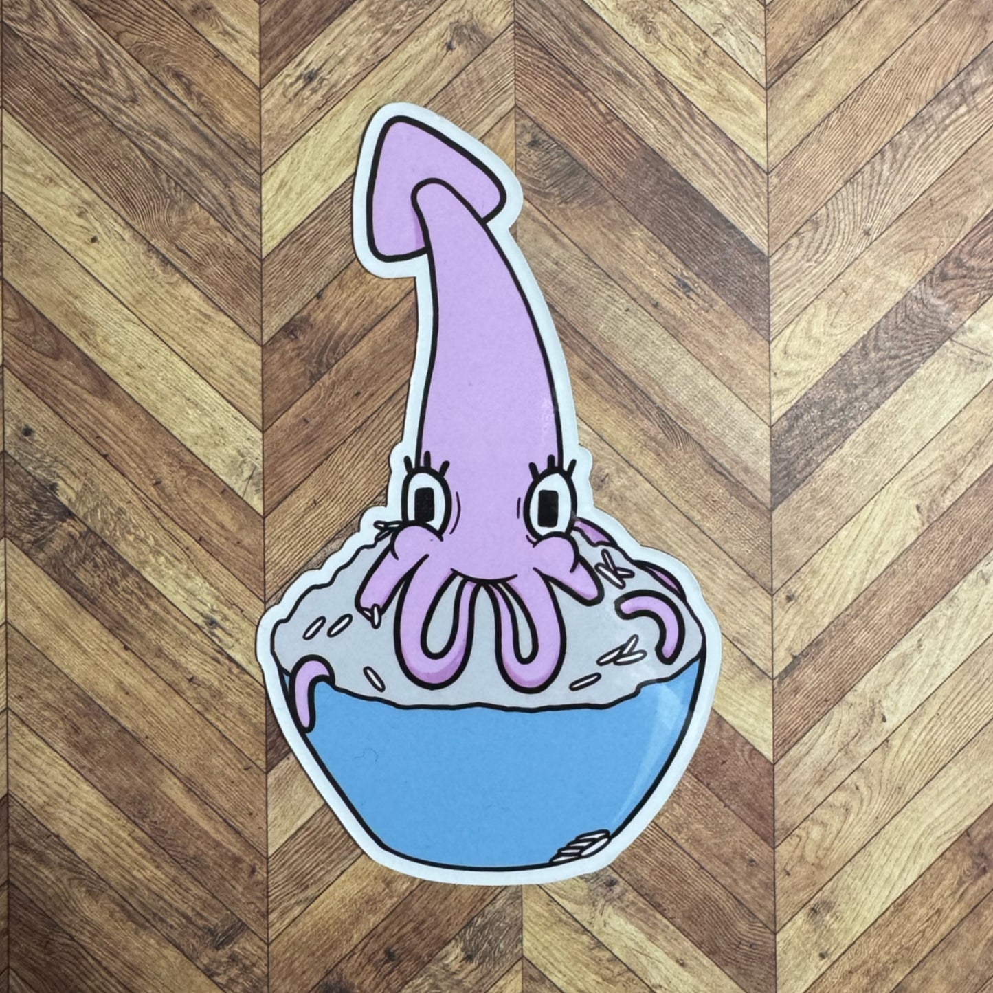 Hungry Squid eating rice Magnet