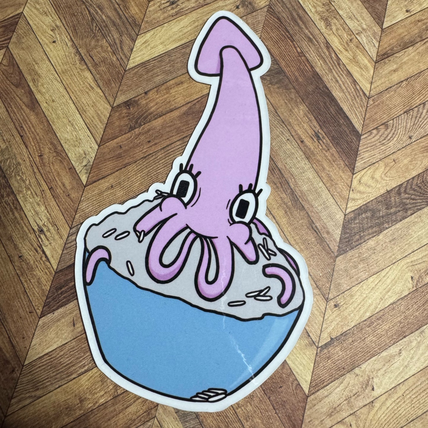 Hungry Squid eating rice Magnet
