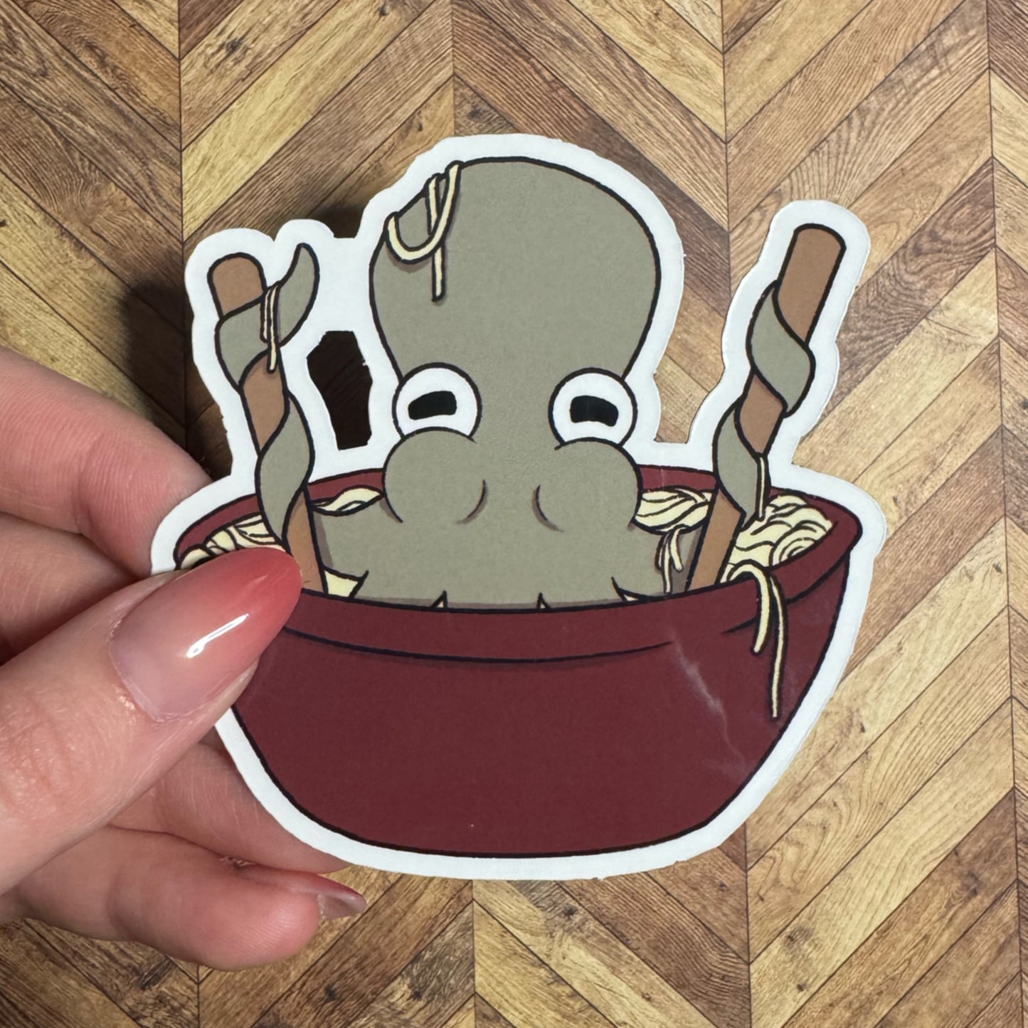 Hungry Octopus eating noodles Magnet