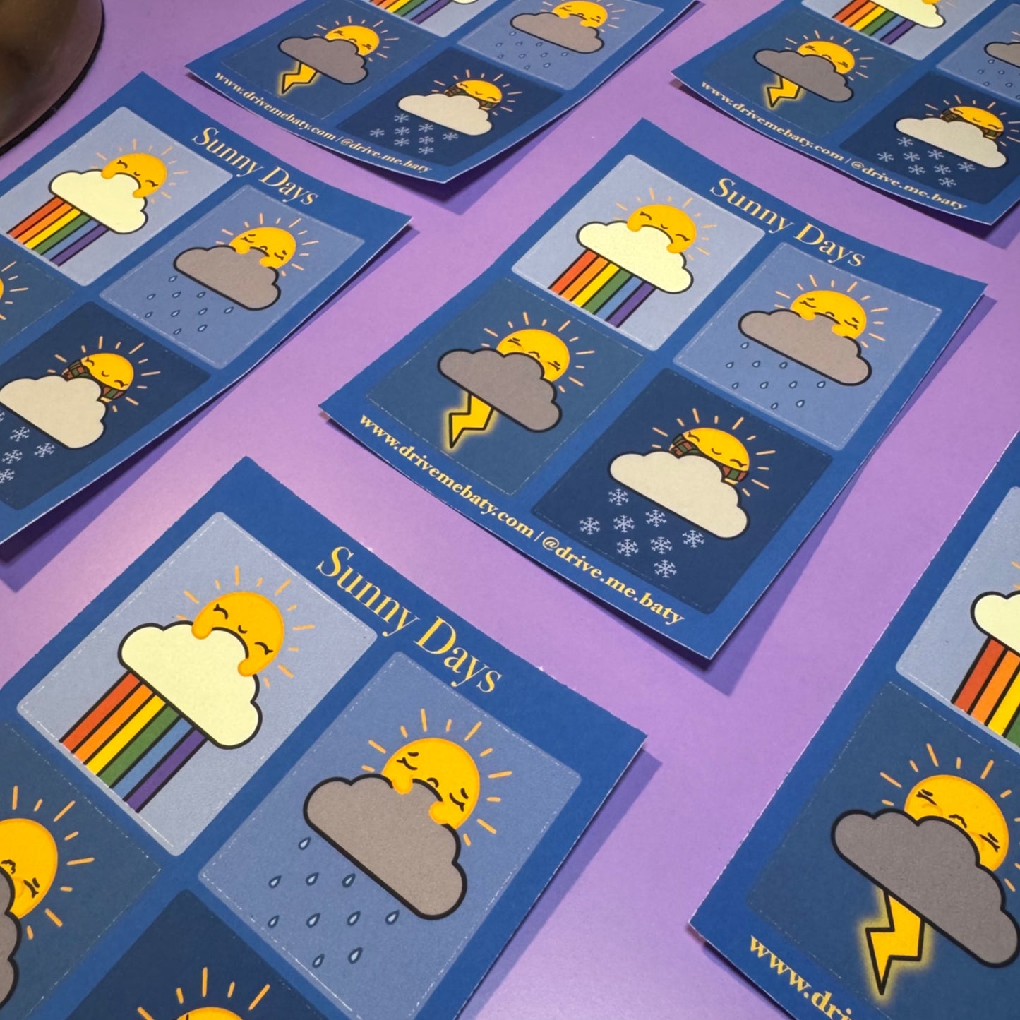 Sunny Days small matt vinyl sticker sheet
