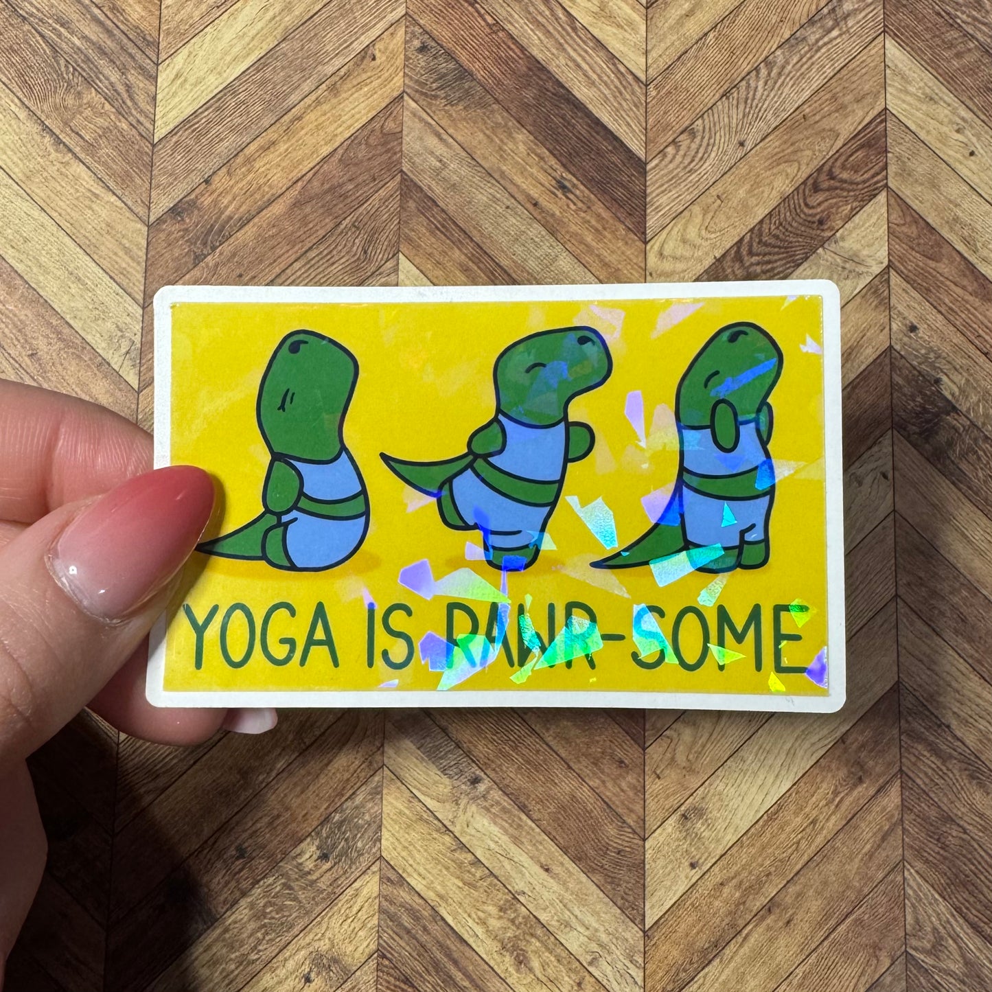 'Yoga is Awesome' Dinosaur Vinyl Sticker