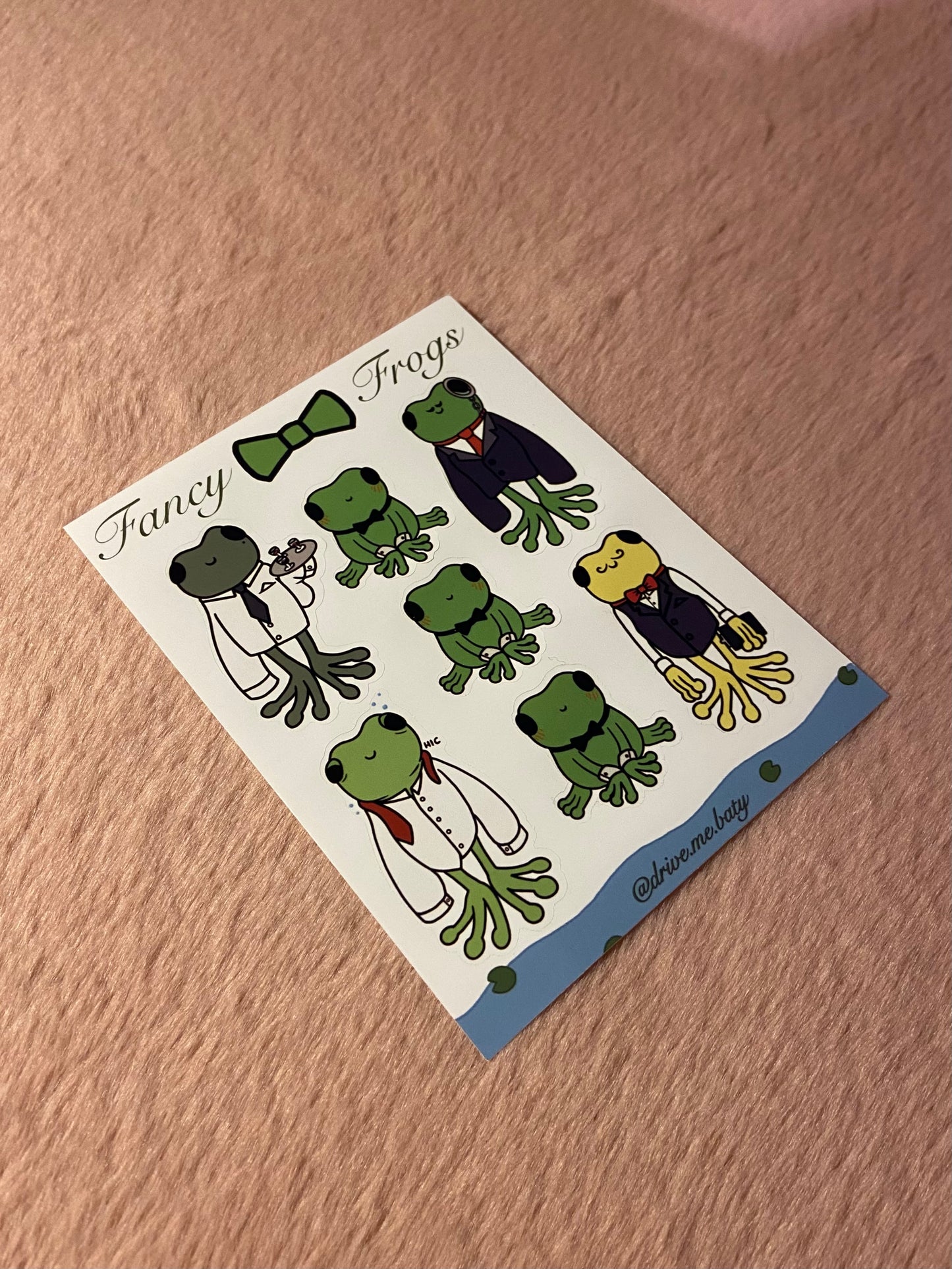 Fancy Frogs matt vinyl sticker sheet