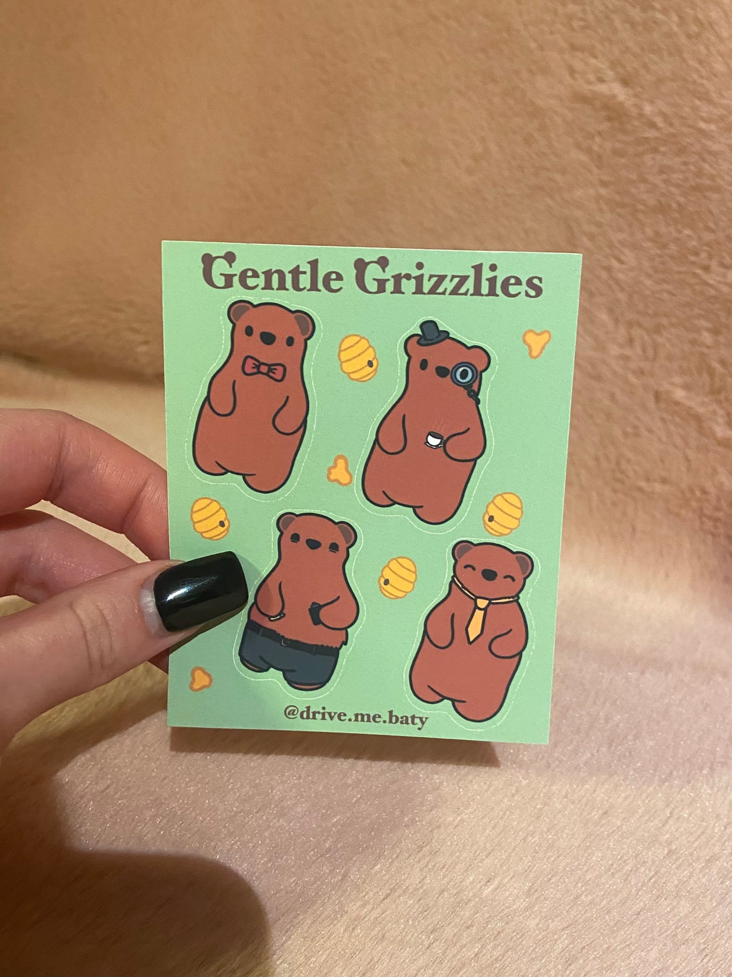 Gentle Grizzly matt vinyl sticker sheet