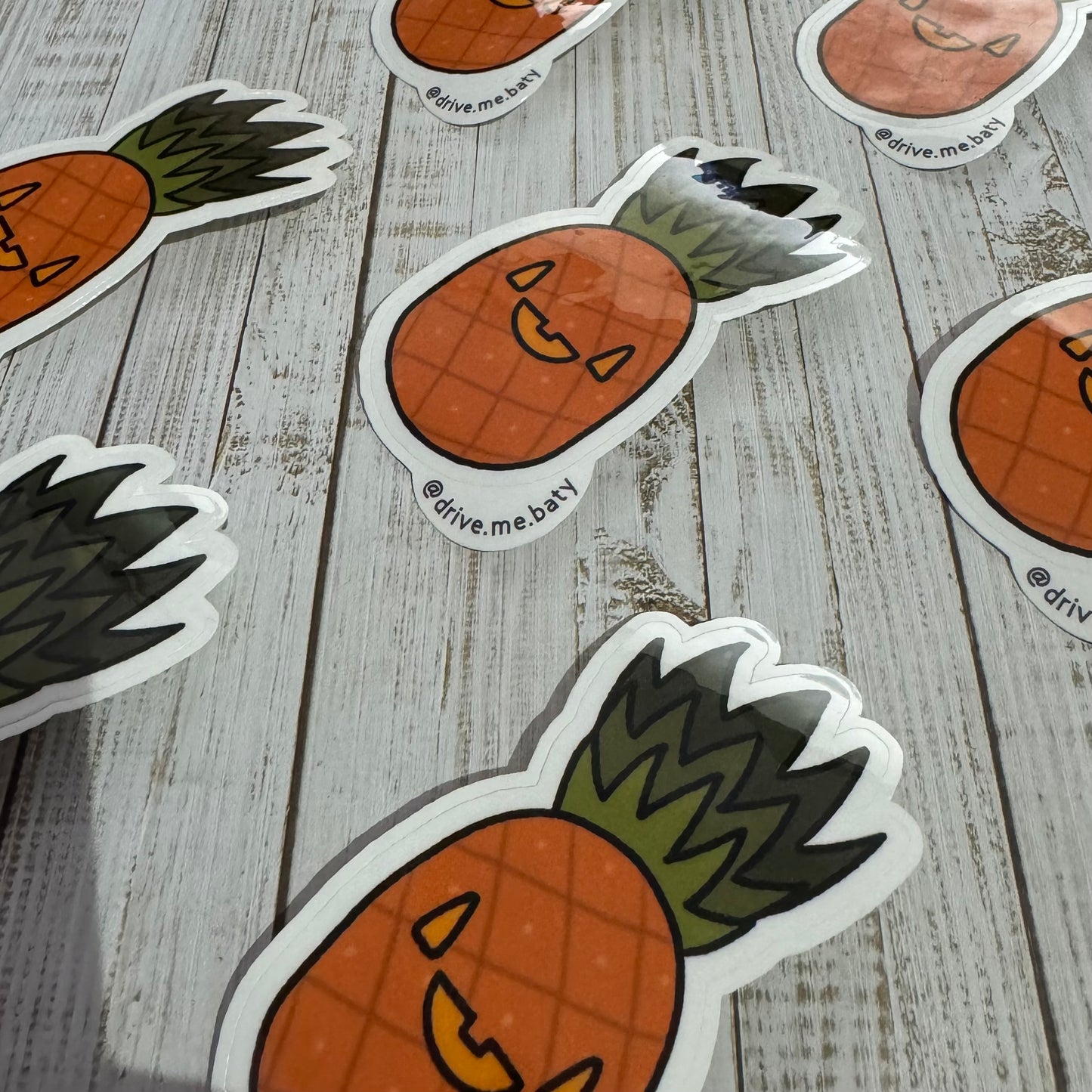 Spooky pineapple laminated vinyl sticker