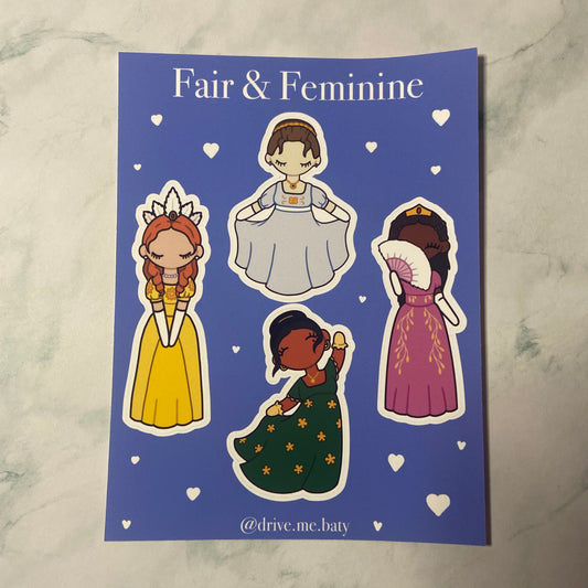 Fair & Feminine sticker sheet