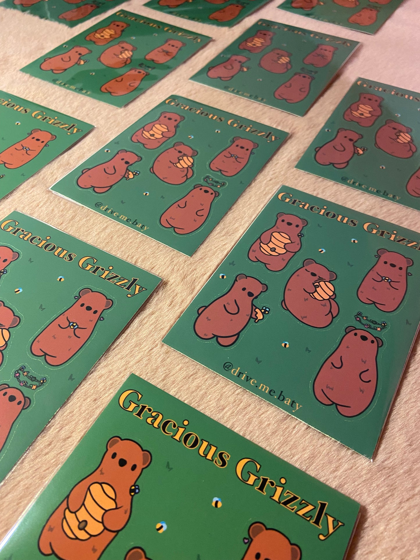 Gracious Grizzly matt vinyl sticker sheet