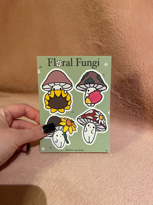 Floral Fungi matt vinyl sticker sheet