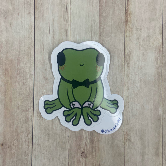 Fancy Frog laminated vinyl sticker